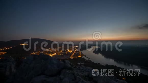 奥地利小镇的夜景视频