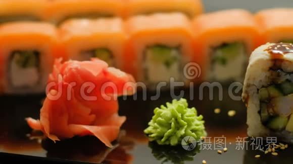 日本餐厅提供手工精选寿司视频