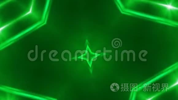 抽象绿色分形灯，三维渲染背景，计算机生成