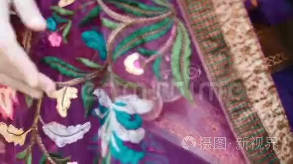 亚洲民族服饰的细节视频