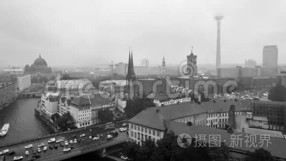 雨天德国柏林地标的鸟瞰图视频