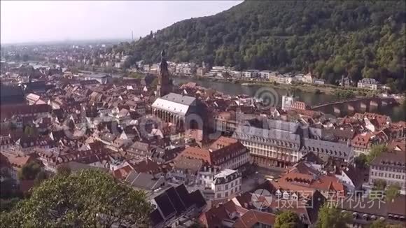 德国老城海德堡的鸟瞰图视频