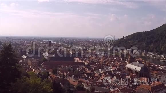 德国老城海德堡的鸟瞰图视频