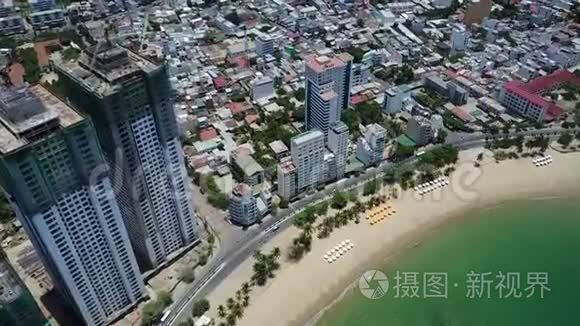 芽庄城市建筑空中景观视频