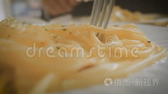 威尼斯餐厅特写意大利面食视频