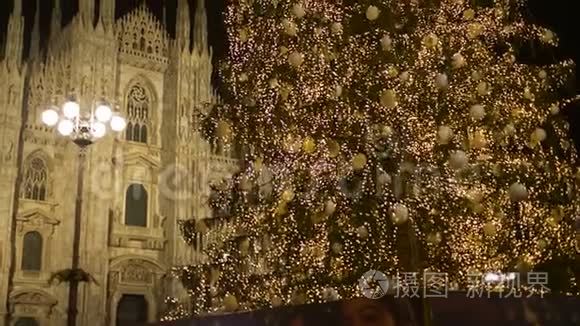 圣诞节米兰大教堂树视频