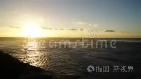 西澳大利亚海岸太平洋上的日落视频
