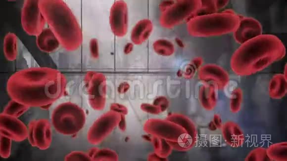 红细胞动画与背景人物视频