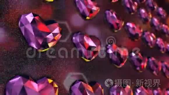 彩色心形钻石墙视频
