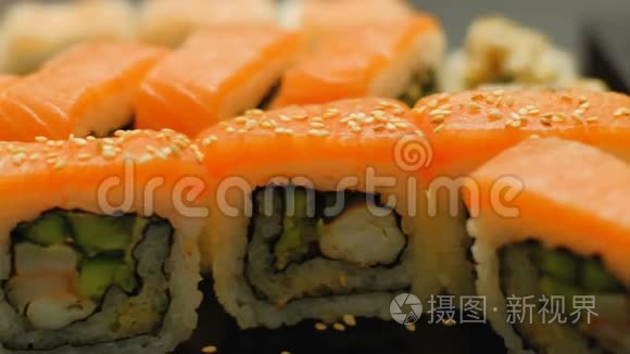 寿司特写亚洲料理膳食食谱饮食视频