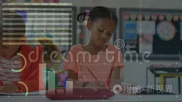 课堂工作与财务图形过渡视频