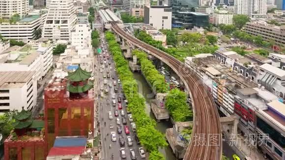 泰国曼谷商业区交通高峰时段视频