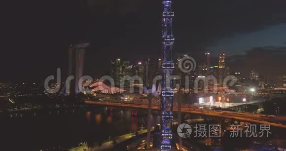 新加坡河和城市夜景视频