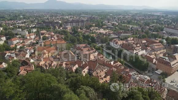 卢布尔雅那历史中心全景，前往斯洛文尼亚，从顶部观看