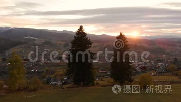 空中村山日落视频