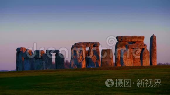 日落时分英国美丽的巨石阵视频