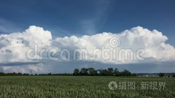 雷云在麦田上发展视频