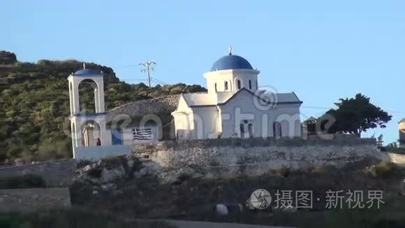 希腊岛上的教堂视频