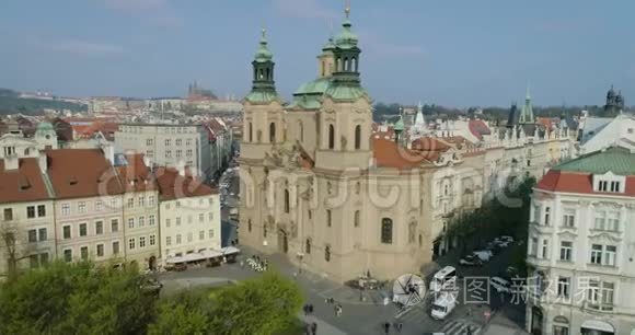圣尼古拉教堂老城广场，捷克共和国布拉格，空中景观
