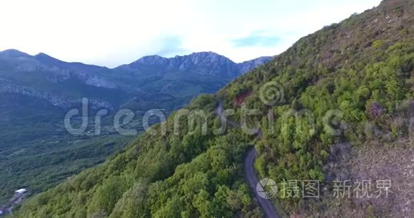 空中四翼飞机拍摄的一片未触及的森林在山上