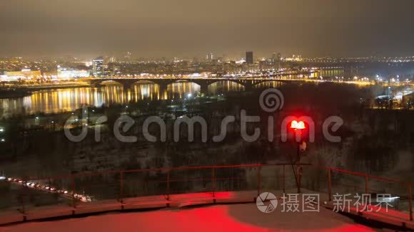 夜城灯光全景，从屋顶眺望