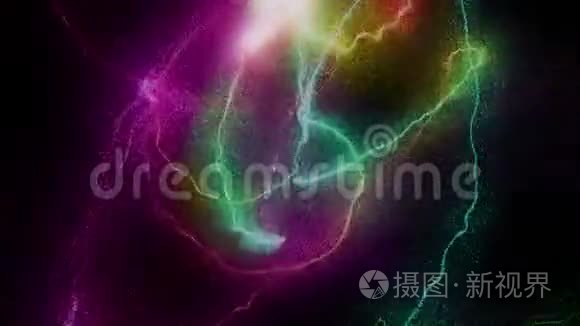 五颜六色的粒子光条纹银河循环视频