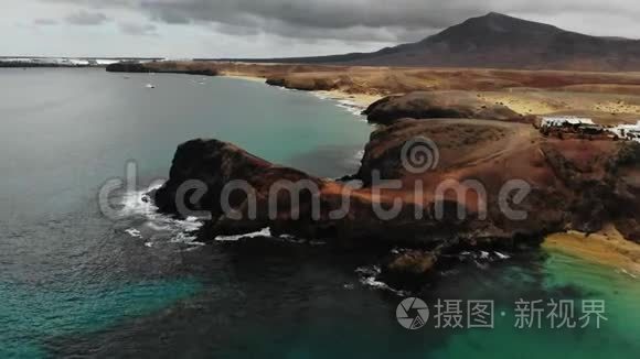 兰萨罗特岛帕帕加约海滩风景视频