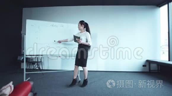 女商人结束了她的演讲视频