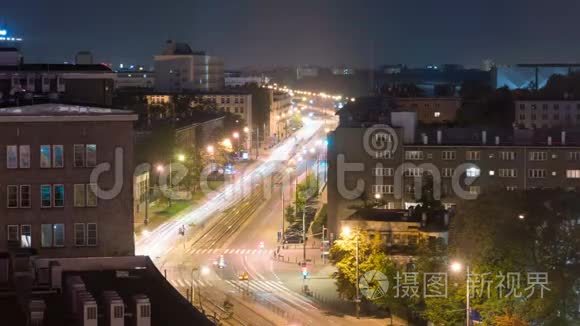 华沙独立大道夜景视频