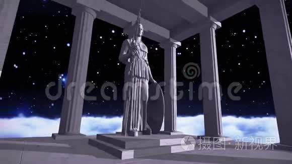 古希腊太空神庙与雕塑视频