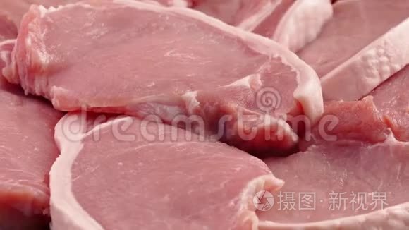 切肉片旋转特写视频