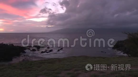 夏威夷半岛上空日落视频