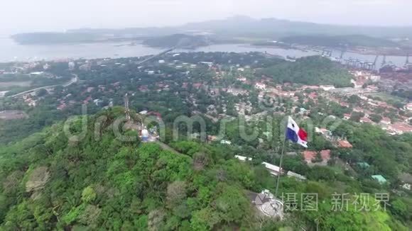 巴拿马山俯瞰美洲大桥视频