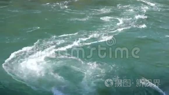 小漩涡在流动的绿色河流中视频
