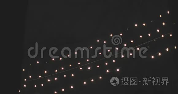 秋季公园夜间照明装饰视频