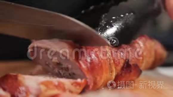 美味的培根包肉视频