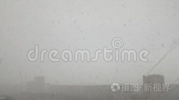 城市暴雪空中景观与建筑