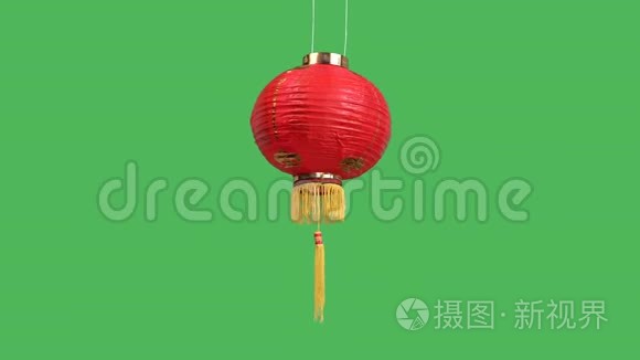 中国的新年灯笼在绿屏上