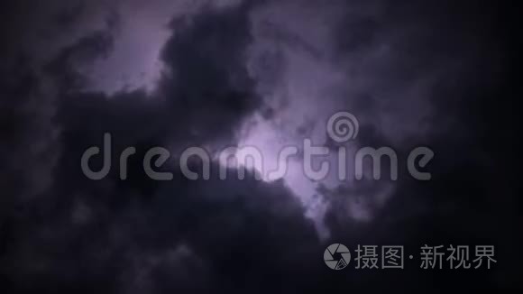 重型闪电风暴天空背景视频