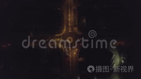 空中，乡村绕城公路，夜间俯视4k