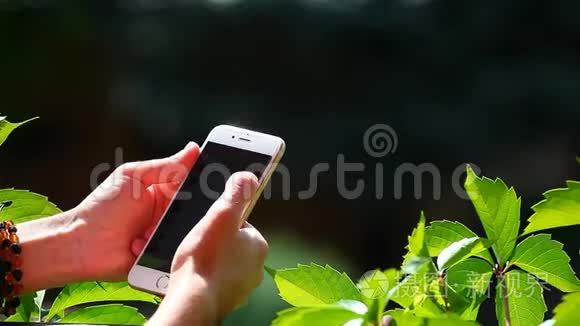 女孩夏季季节花园智能手机视频