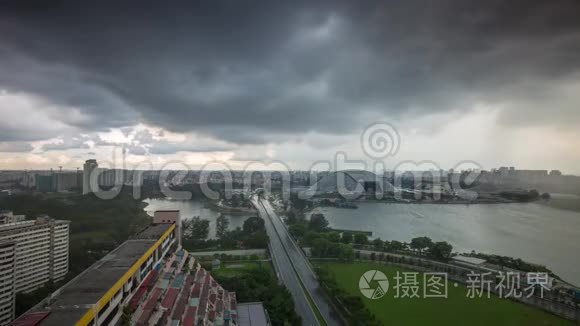 新加坡雨天暴风雨即将来临视频