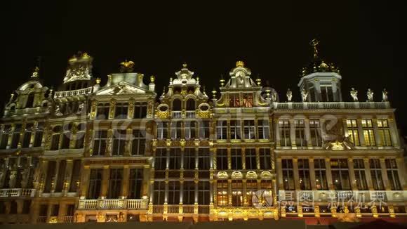 比利时布鲁塞尔城市夜景视频