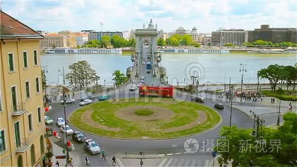 布达佩斯匈牙利链桥环形交通区视频