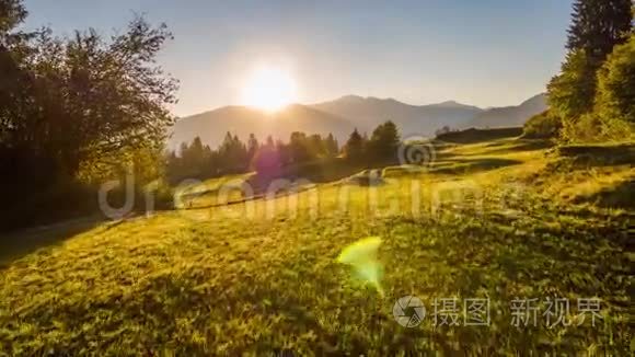 日出山地自然飞瑞士日出山地自然飞瑞士空中飞4k