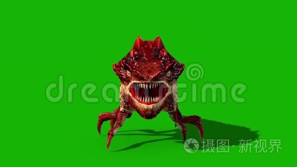 龙虫绿屏万圣节怪物3D渲染动画