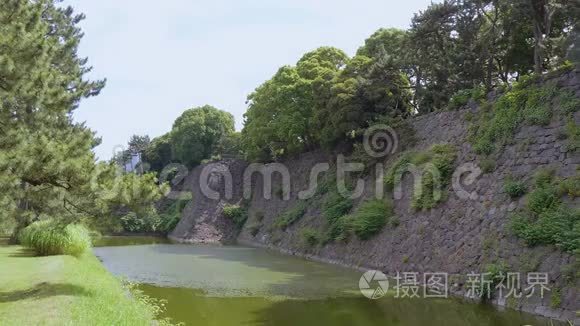 东京帝国城堡花园江户城堡遗址视频