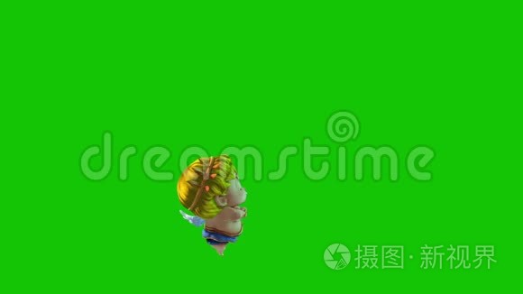 爱神丘比特快乐情人节苍蝇侧绿幕3d渲染动画短视频