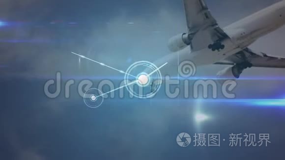 背景下与飞机连接的全球网络动画