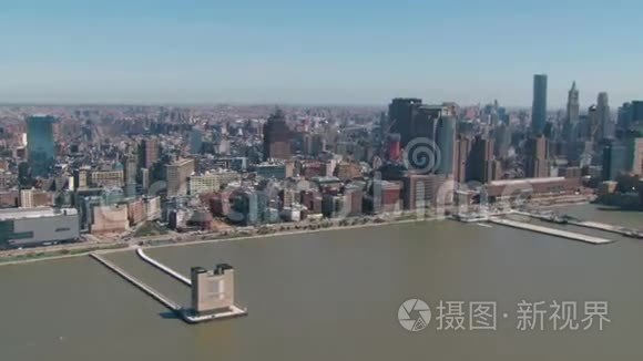 纽约市空中接近自由塔视频